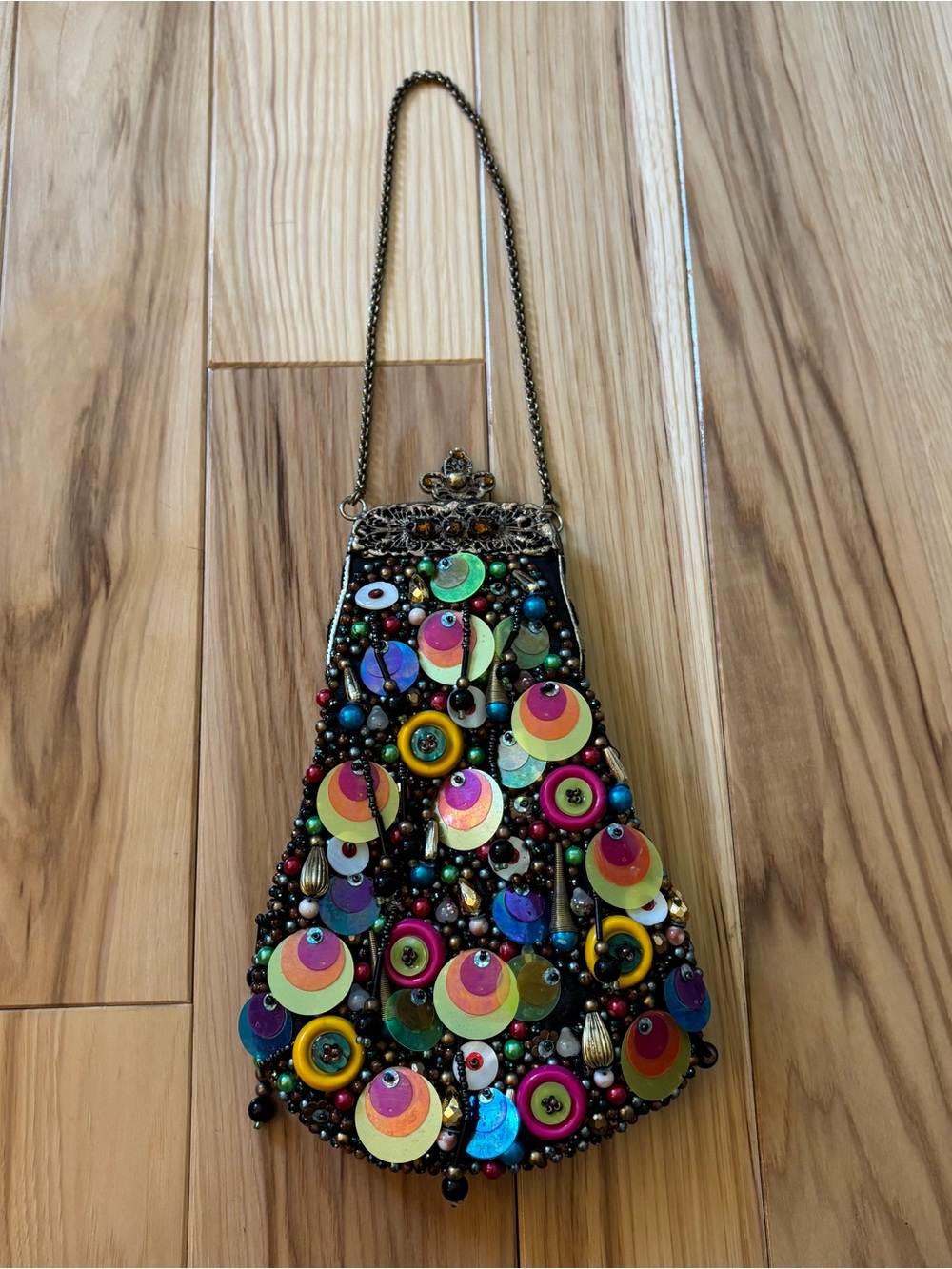 Vintage Y2K Beaded Sequin Paillettes Multicolor Maximalist Small Bag